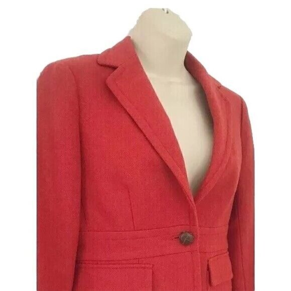 J Crew Woman's Sz 0 or XS Burnt Orange Wool Blend Blazer Jacket - Picture 2 of 8